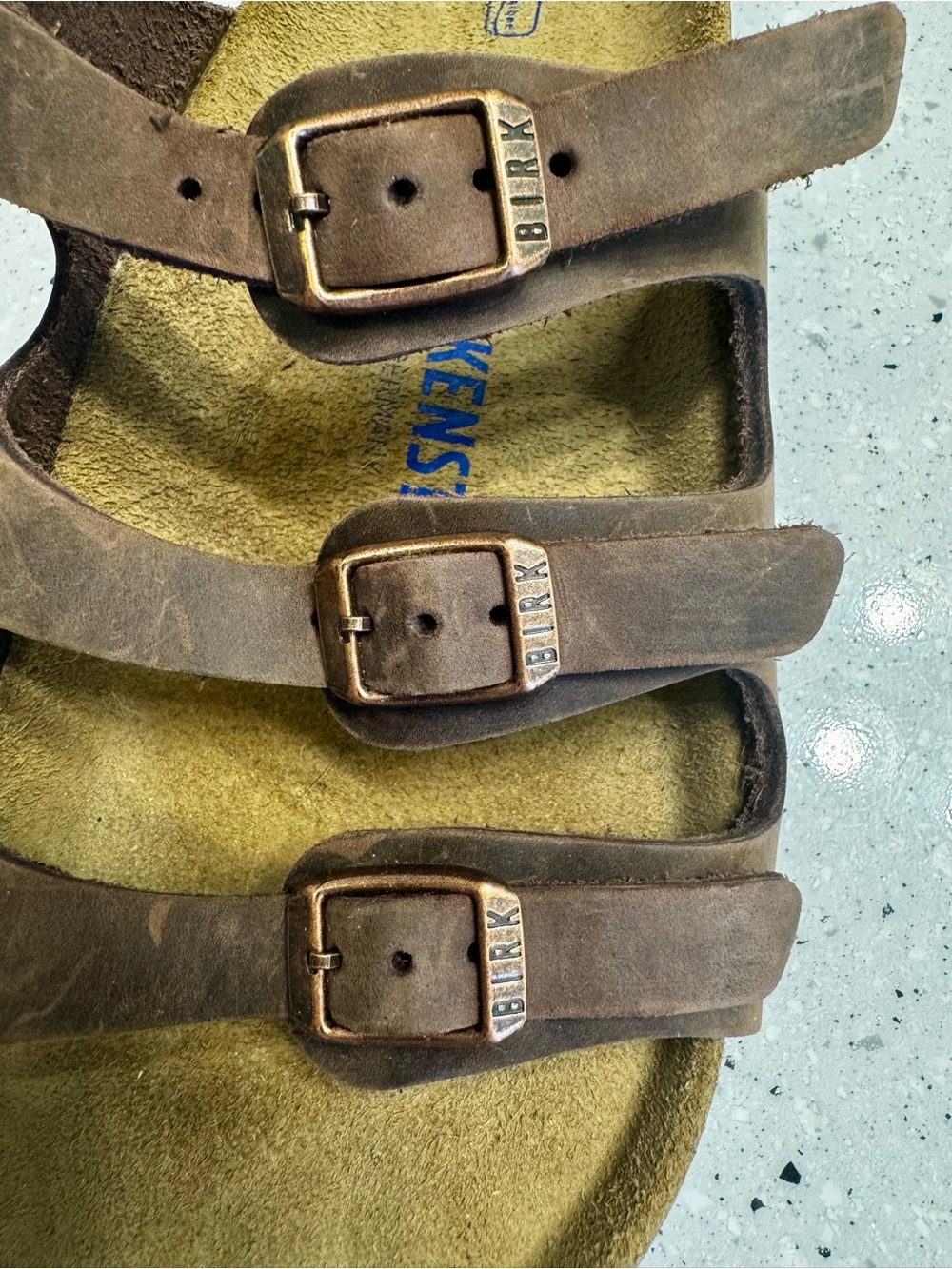 NEW Birkenstock Brown Leather Triple-Strap Sandals with Copper Buckles - Picture 7 of 8
